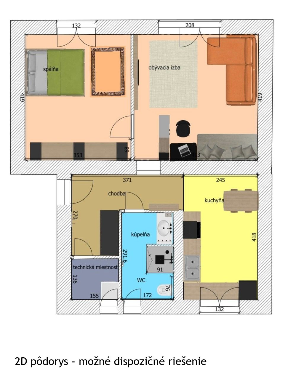 REZERVOVANÉ - 2 izbový byt Krupina, ul. Fr.Kráľa