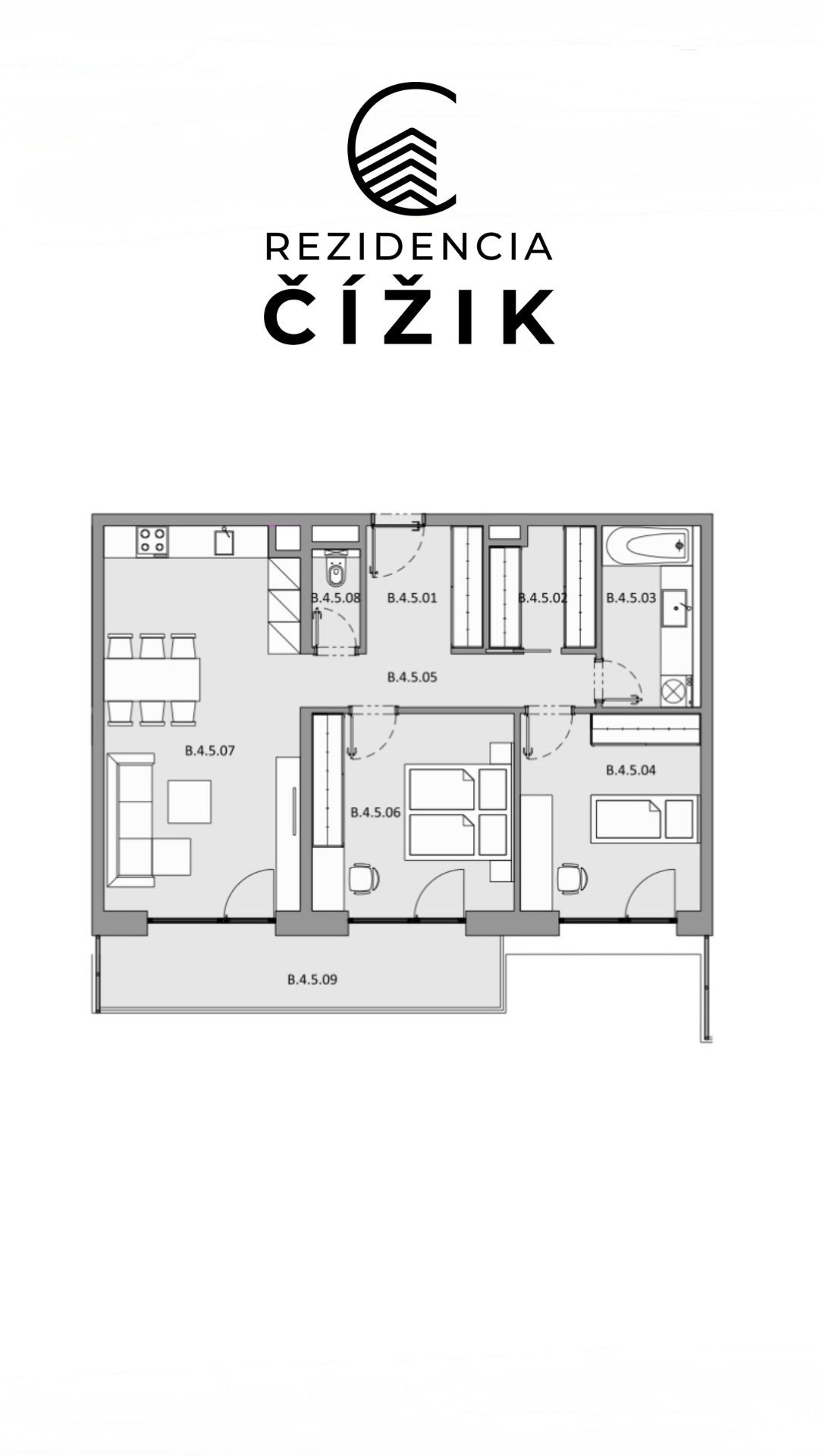 Ponúkam Vám 3i byt v novostavbe Čížik – Košice – Staré Mesto.