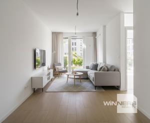 NA PREDAJ NOVOSTAVBA 2-izbový byt 62,38m2 s predzáhradkou, pivnicou a park. státím v projekte Prúdy, ul. Včelárska Trnava