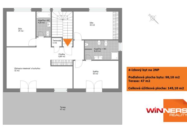 4-izb. byt 145m2, terasa, na predaj ulica Dúhová, Rovinka