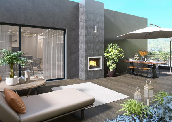 5izbový penthouse s terasou vrátane pozemku, výťah, krb, parkovanie vo dvore