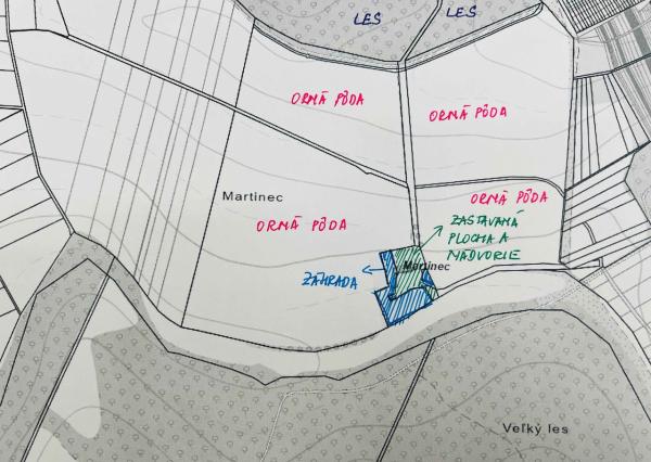 Na predaj veľký pozemok s rodinným domom, 583.292 m2, obec Nemčiňany, okres Zlaté Moravce
