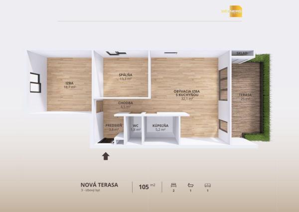 REZERVOVANÉ - Exkluzívne na predaj 3-izbový byt v novostavbe s terasou v lukratívnej časti sídl. Nová Terasa