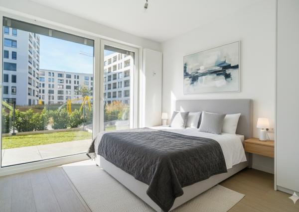 NA PREDAJ NOVOSTAVBA 2-izbový byt 62,38m2 s predzáhradkou, pivnicou a park. státím v projekte Prúdy, ul. Včelárska Trnava