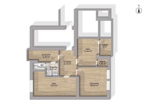 REZERVOVANÉ - Na predaj zrekonštruovaný 3-izbový s loggiou, 74,50 m2, Revúcka ulica, Bratislava-Nivy