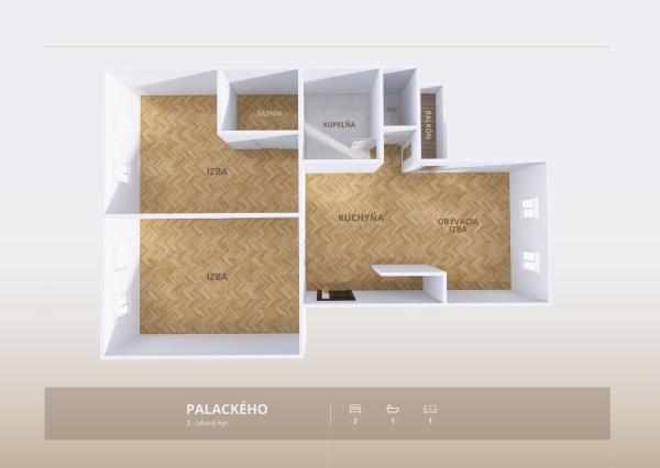 Tehlový 3 izbový byt 92 m2 po novej kompletnej rekonštrukcii s balkónom v centre mesta na ul. Palackého v Košiciach.